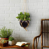 Hanging Planter Stand with Macrame Rope ,Black Metal Pot / Copper Pot Model - EA1350