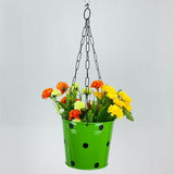 Metal Hanging Bucket - Lines / Dots .