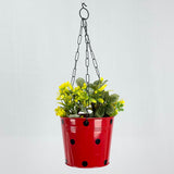 Metal Hanging Bucket - Lines / Dots .